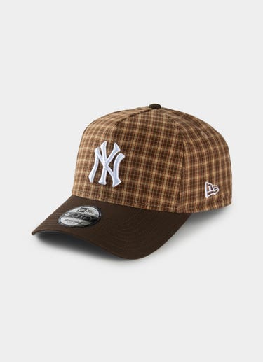 New Era Mlb 9forty A-frame New York Yankees Plaid Snapback Cap in Brown