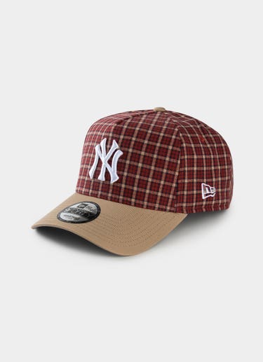 New Era Mlb 9forty A-frame New York Yankees Plaid Snapback Cap in Beige
