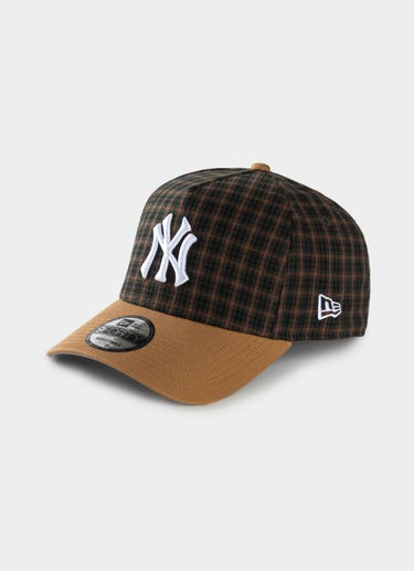 New Era Mlb 9forty A-frame New York Yankees Plaid Snapback Cap in Brown
