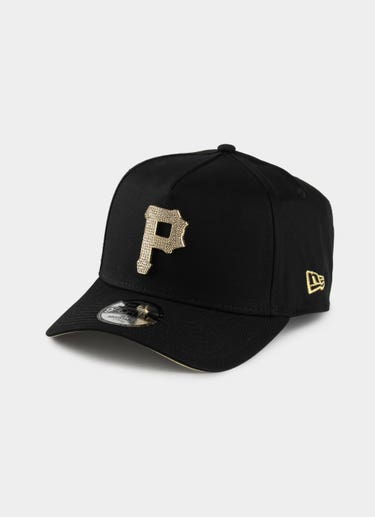 New Era Mlb 9forty A-frame Pittsburgh Pirates Gold Metal Badge Diamante Cap in Black