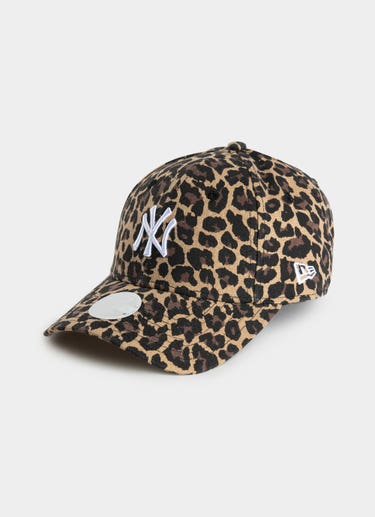 New Era Mlb 9forty New York Yankees Leopard Print Cloth Strap Cap - Womens in Black