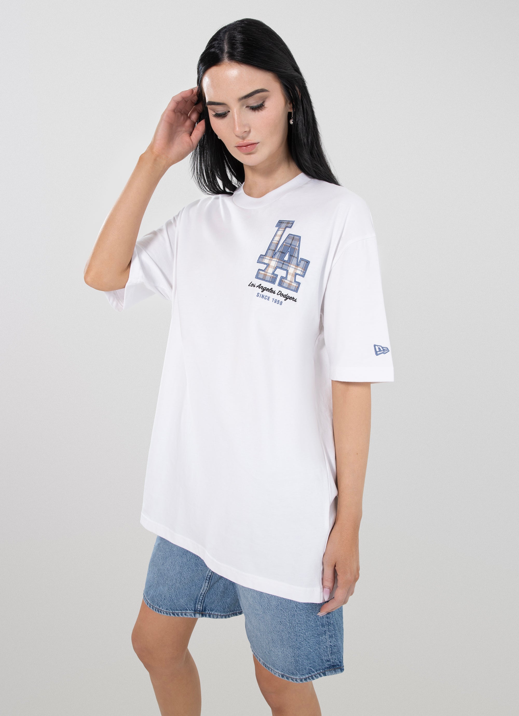 New Era Mlb Los Angeles Dodgers Denim & Plaid Tee in Multi