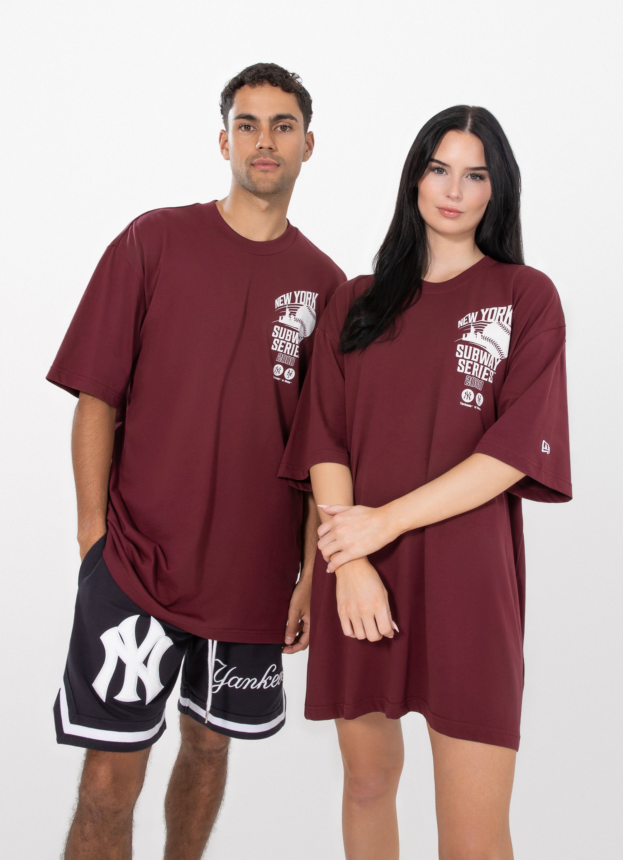 【KOOLOSET】Yankees Mash Over Half Tee MLB-SUNDAE-KIDS-SHIRT-WHITE-NY