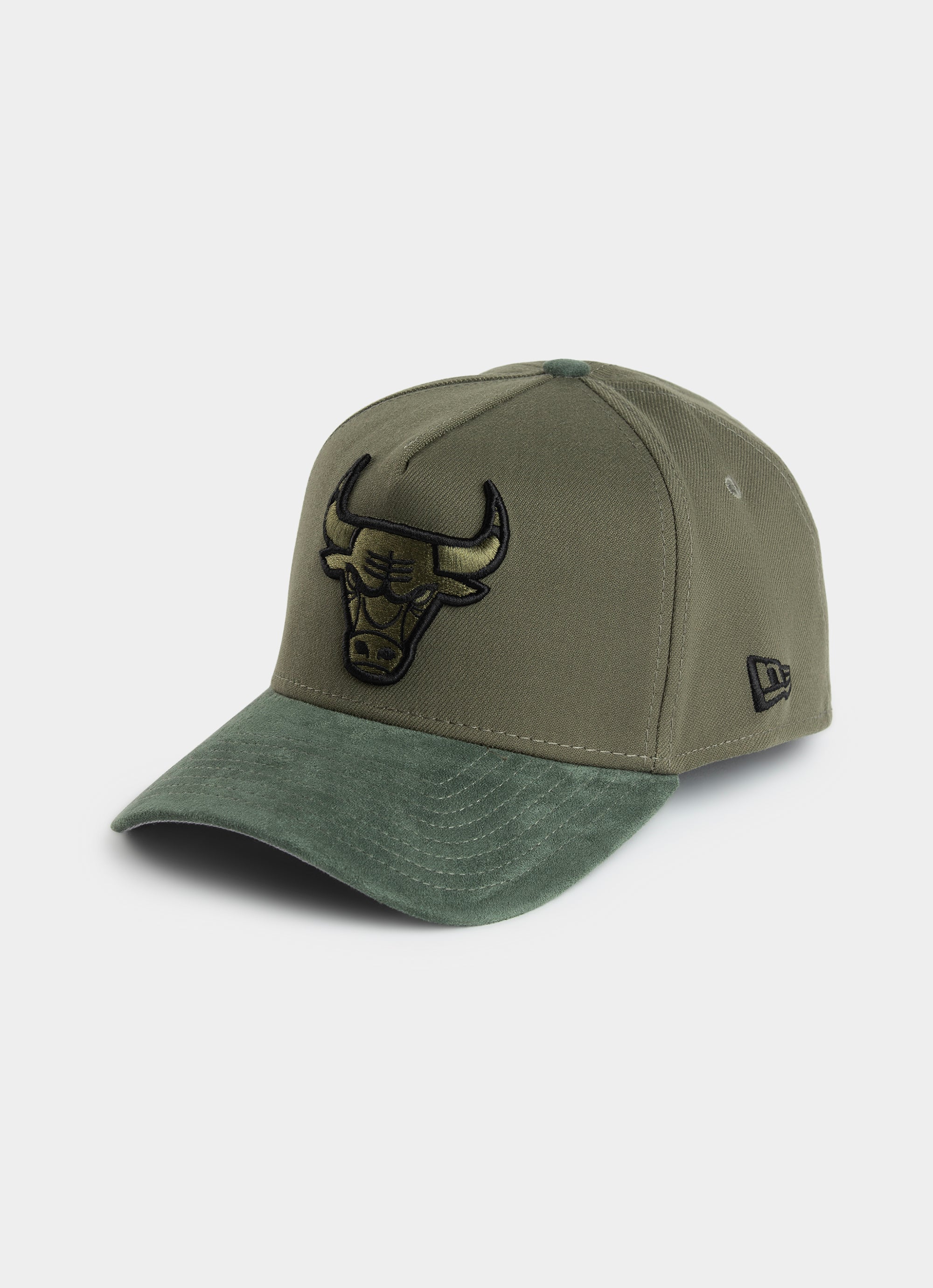 New Era Nba 39thirty A-frame Chicago Bulls Olive Premium Fitted Cap in Green