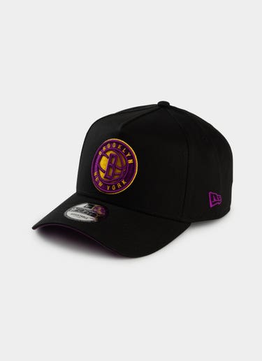 New Era Nba 9forty A-frame Brooklyn Nets Passionfruit Snapback Cap in Black