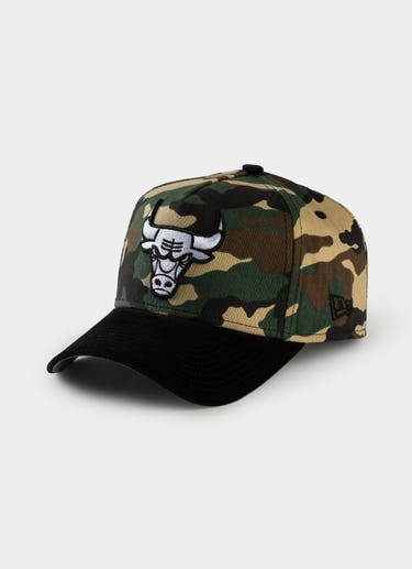 New Era Nba 9forty A-frame Chicago Bulls Camo Cord Snapback Cap in Green