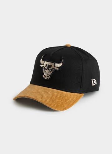 New Era Nba 9forty A-frame Chicago Bulls Premium Wheat Snapback Cap in Black