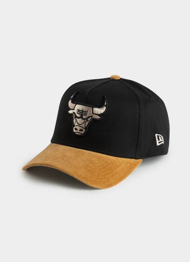 New Era Nba 9forty A-frame Chicago Bulls Premium Wheat Snapback Cap in Black
