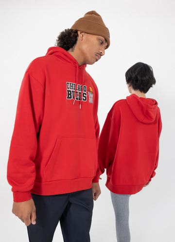 New Era Nba Chicago Bulls Net Oversize Fit Hoodie in Red