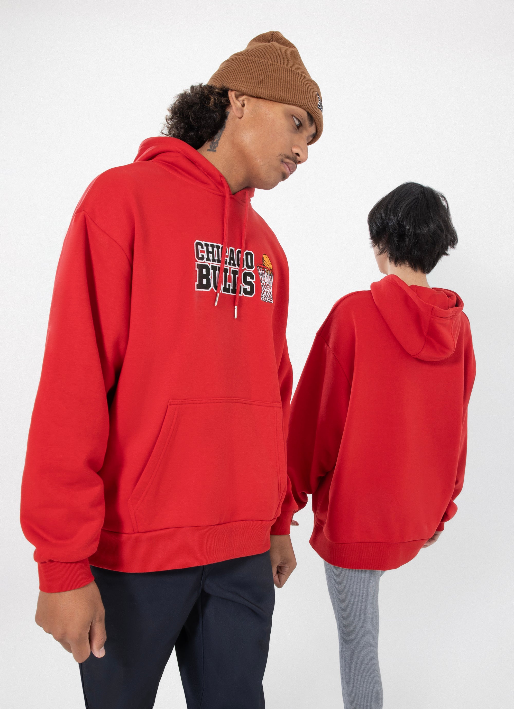 New Era Nba Chicago Bulls Net Oversize Fit Hoodie in Red