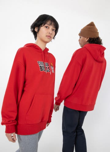 New Era Nba Chicago Bulls Net Oversize Fit Hoodie in Red