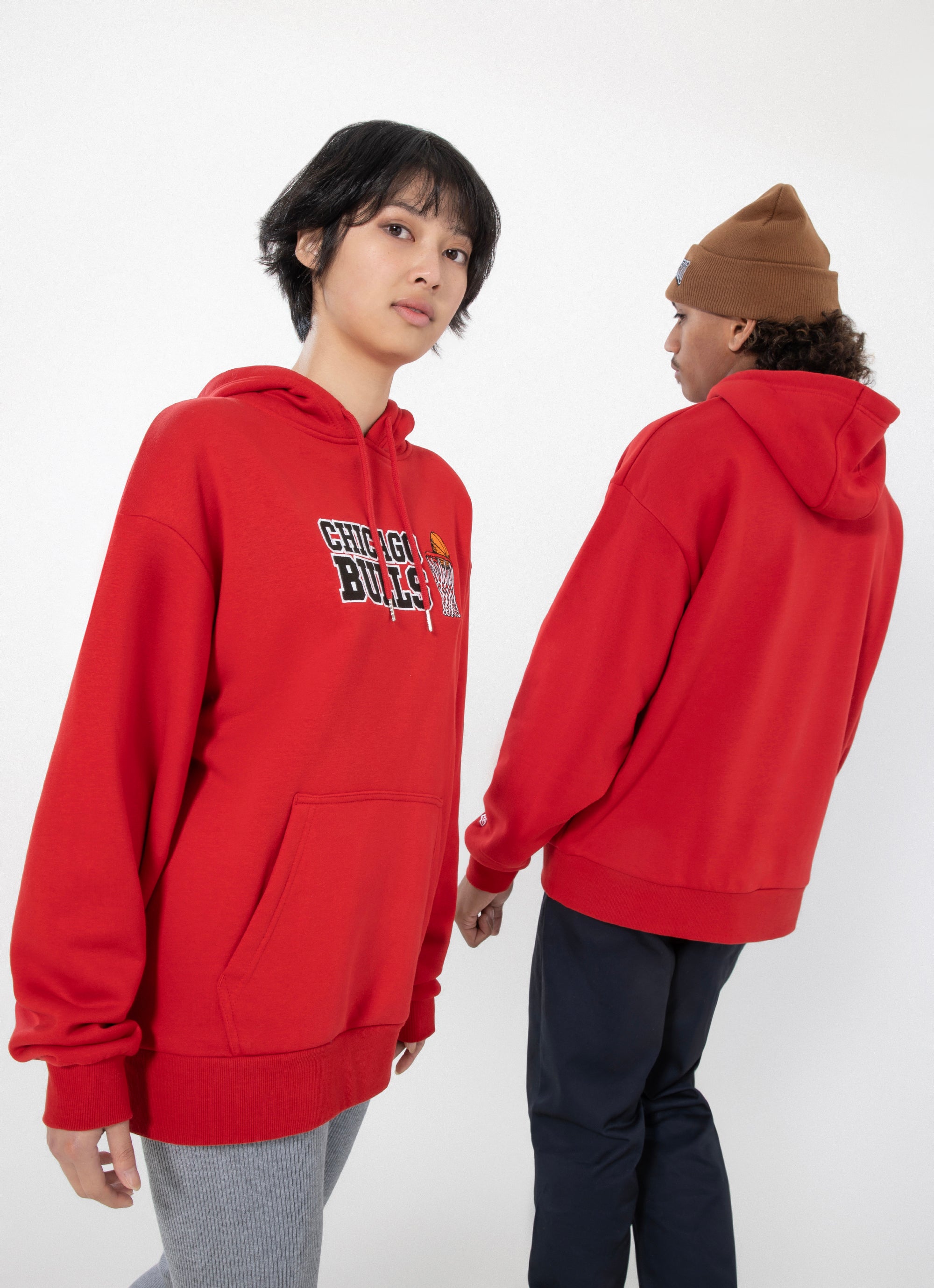 New Era Nba Chicago Bulls Net Oversize Fit Hoodie in Red