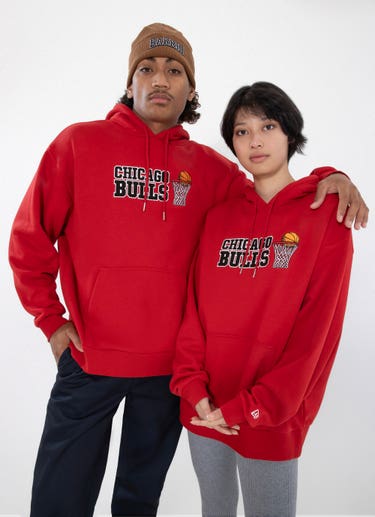 New Era Nba Chicago Bulls Net Oversize Fit Hoodie in Red