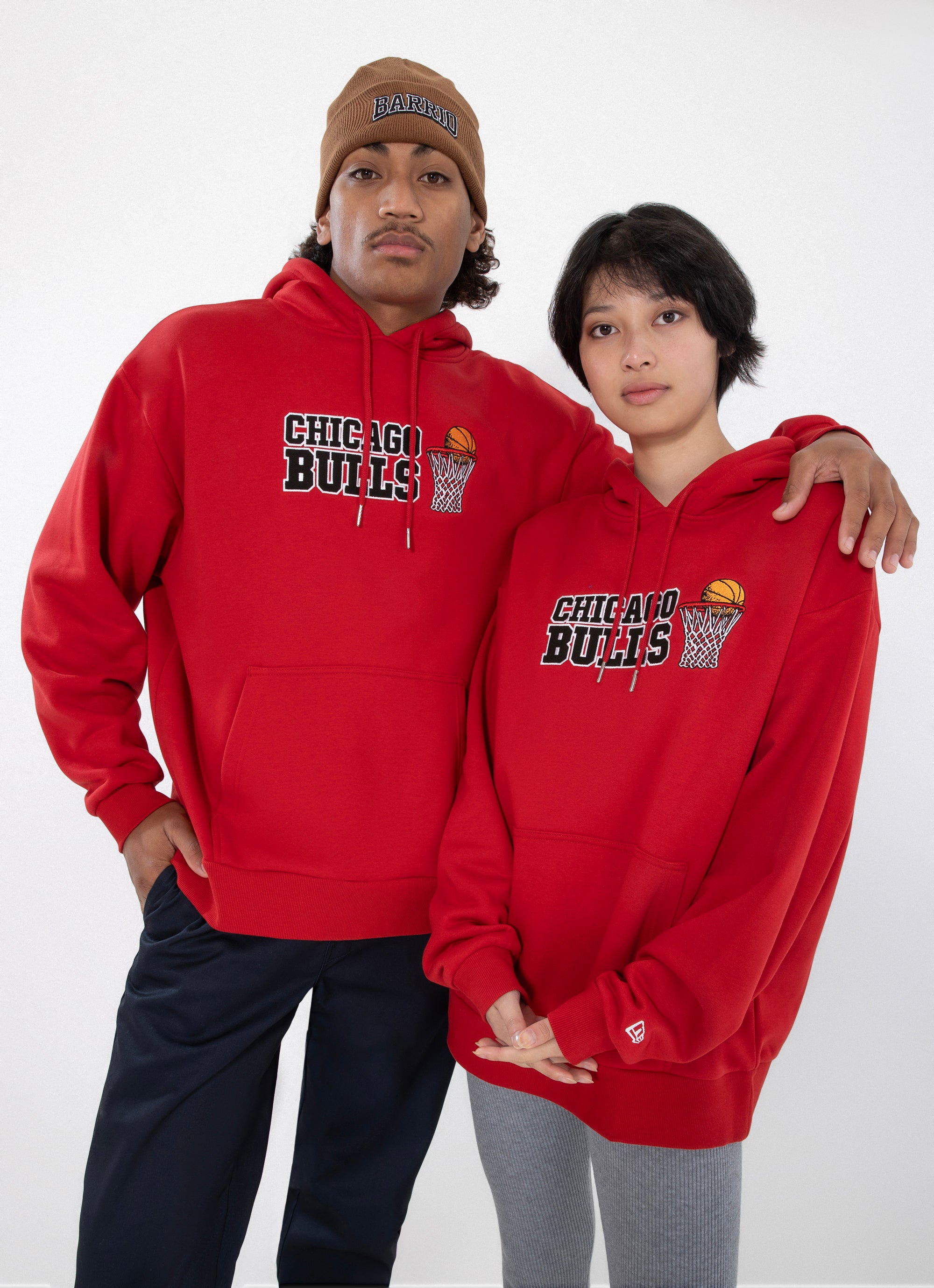 New Era Nba Chicago Bulls Net Oversize Fit Hoodie in Red