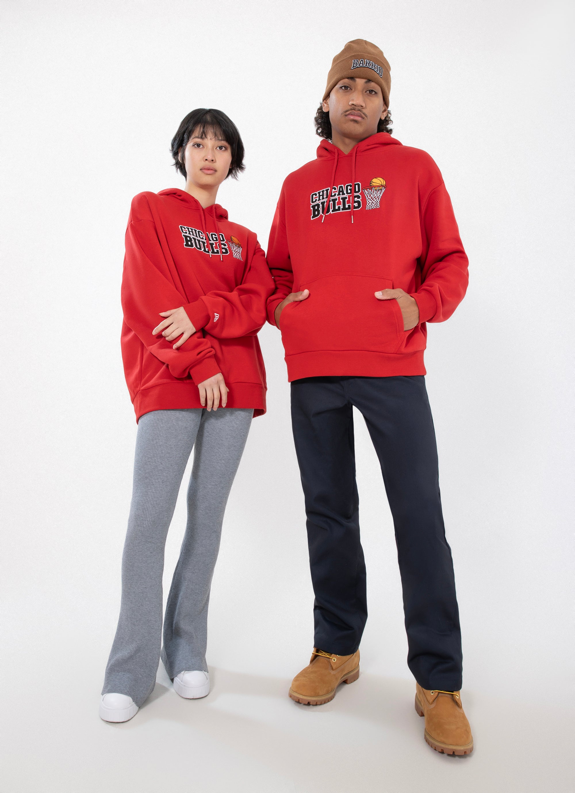 New Era Nba Chicago Bulls Net Oversize Fit Hoodie in Red