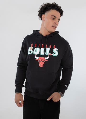 New Era Nba Chicago Bulls Retro Oversized Fit Hoodie in Black