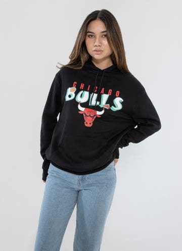New Era Nba Chicago Bulls Retro Oversized Fit Hoodie in Black