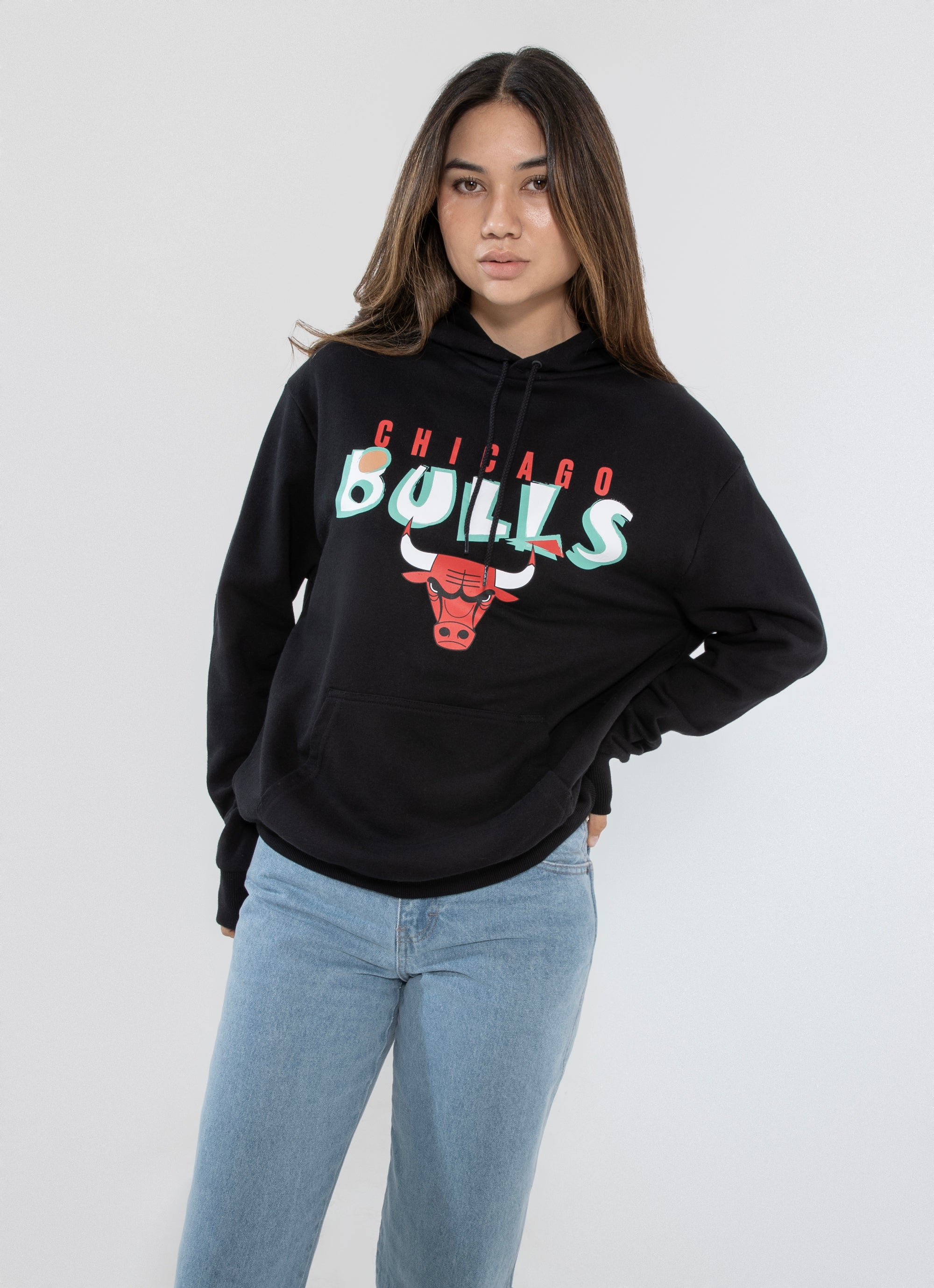 New Era Nba Chicago Bulls Retro Oversized Fit Hoodie in Black