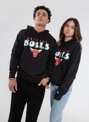 New Era Nba Chicago Bulls Retro Oversized Fit Hoodie in Black