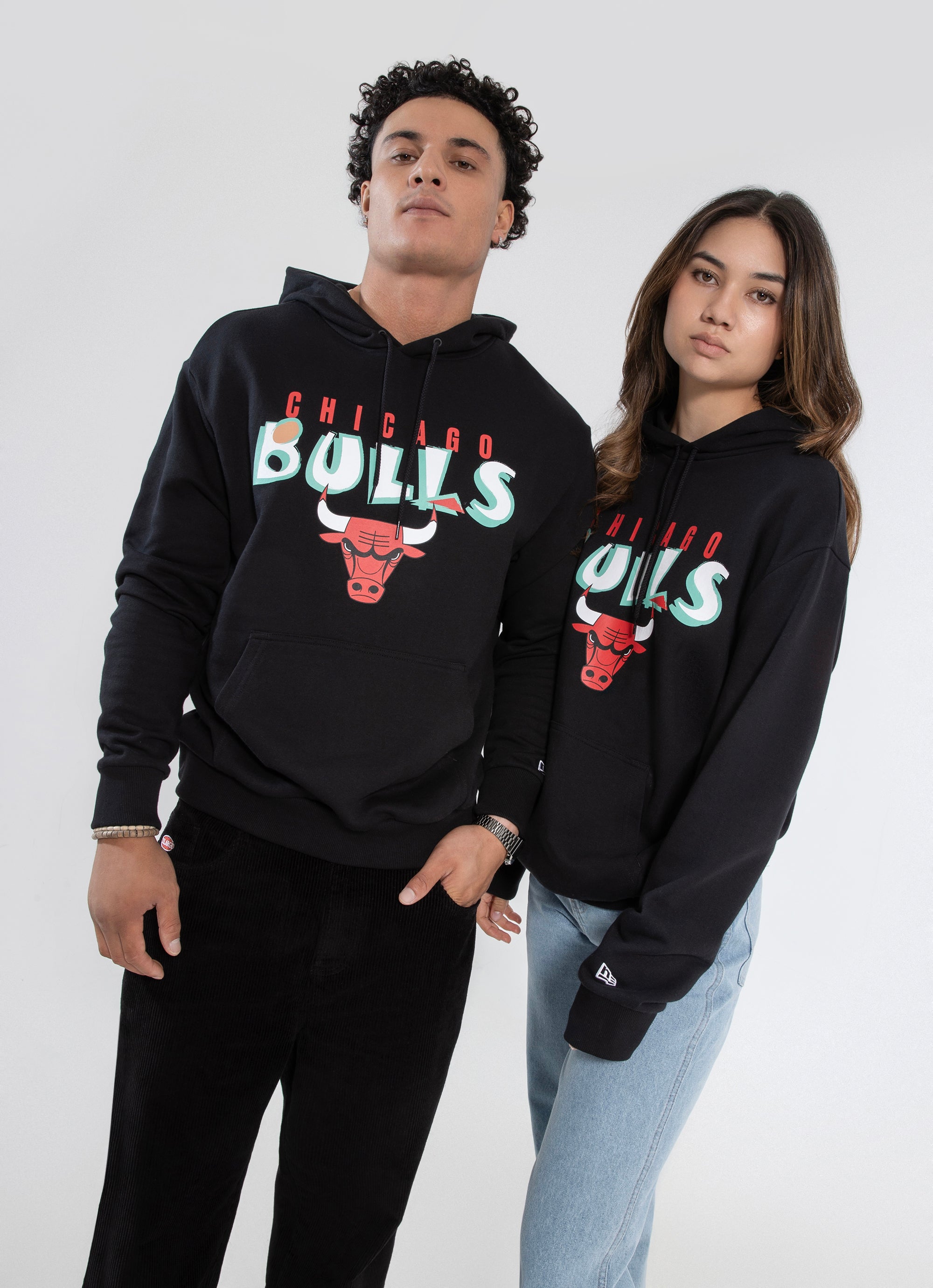 New Era Nba Chicago Bulls Retro Oversized Fit Hoodie in Black