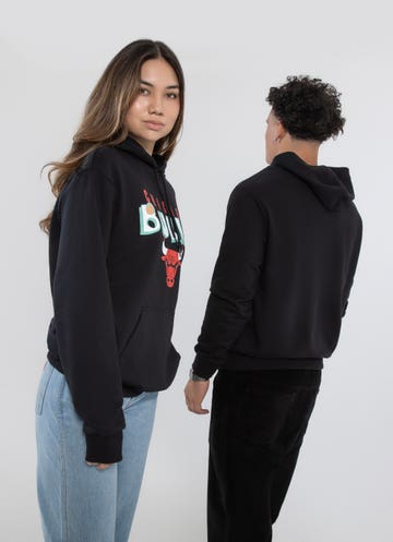 New Era Nba Chicago Bulls Retro Oversized Fit Hoodie in Black