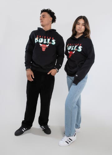 New Era Nba Chicago Bulls Retro Oversized Fit Hoodie in Black