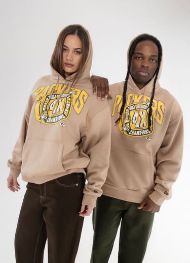 New Era Nfl Green Bay Packers Champs Oversize Hoodie in Brown