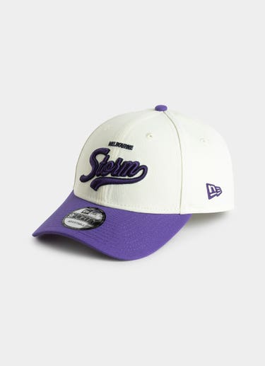 New Era Nrl 9forty Melbourne Storm 2tone Script Snapback Cap in White
