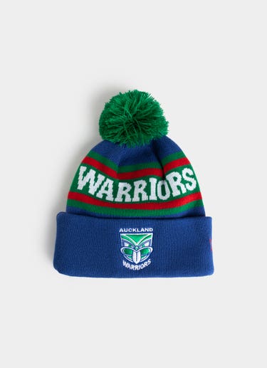 New Era Nrl New Zealand Warriors Retro Spellout Knit Medium Beanie in Blue