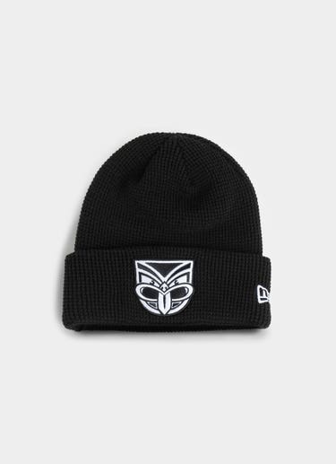 New Era Nrl New Zealand Warriors Waffle Knit Medium Beanie in Black
