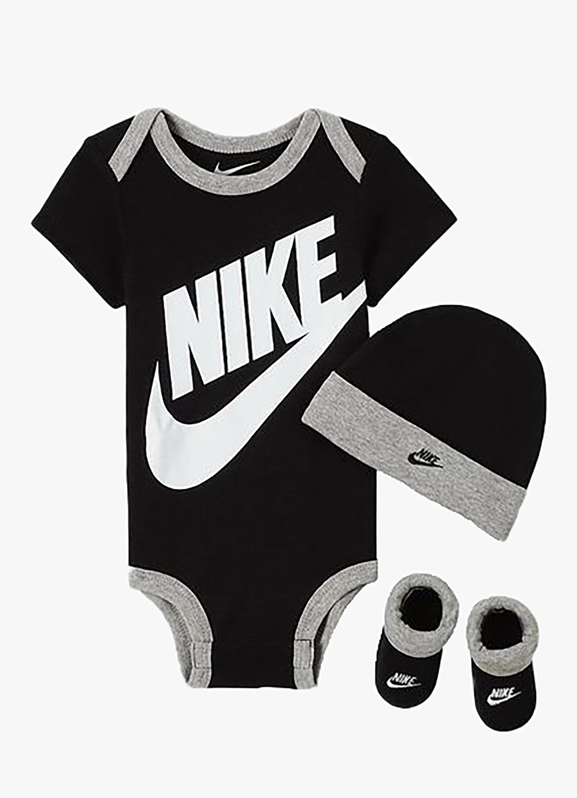 Nike Futura Logo Hat/body Suit Bootie 3pc Set - Infant in Black | Red Rat