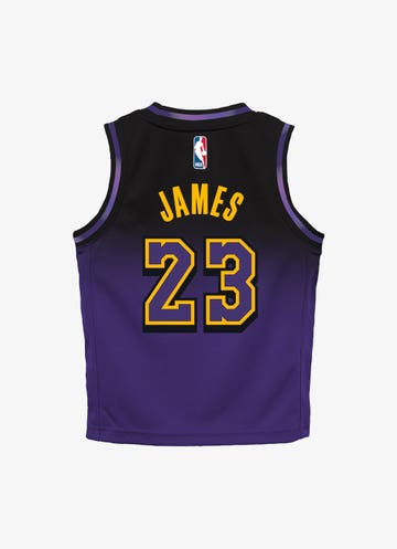 Nike X Nba Los Angeles Lakers Lebron James 0-7 City Edition Replica Jersey in Purple
