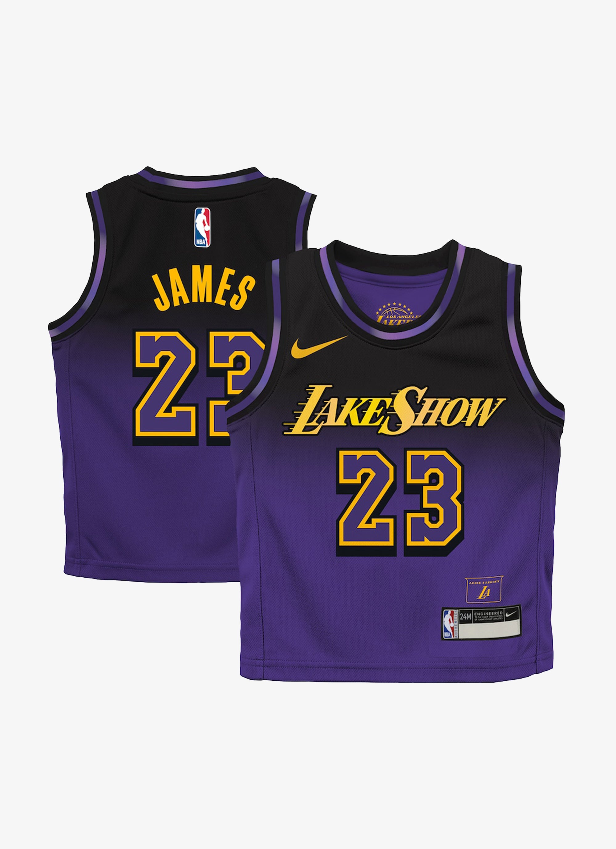 Nike X Nba Los Angeles Lakers Lebron James 0-7 City Edition Replica Jersey in Purple
