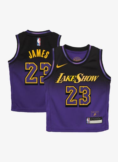 Nike X Nba Los Angeles Lakers Lebron James 0-7 City Edition Replica Jersey in Purple