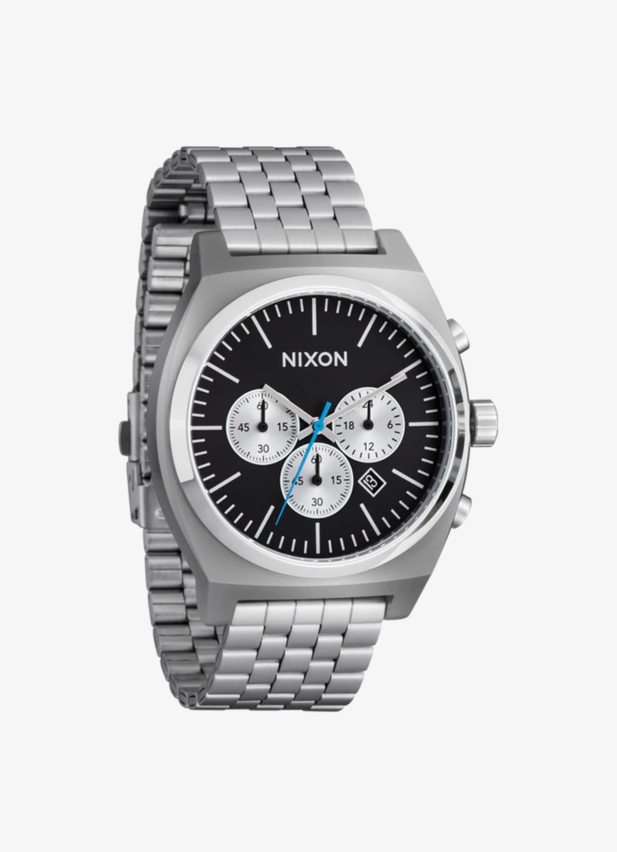 Nixon Time Teller Chrono in Silver Red Rat