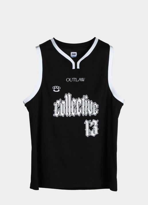 Outlaw Crew Basketball Singlet Big & Tall in Black Red Rat