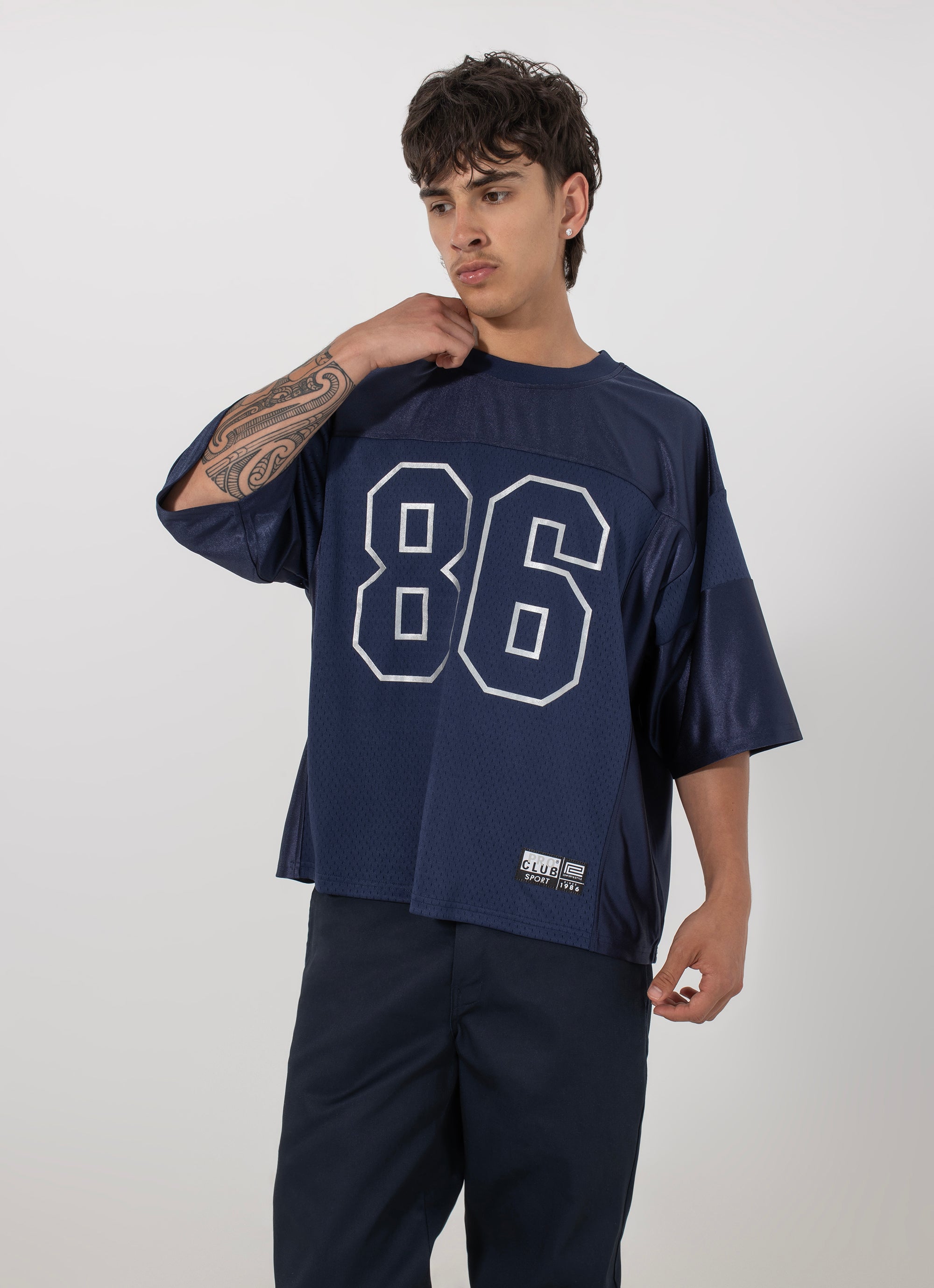 Proclub Heavyweight Football Jersey Tee in Blue | Red Rat