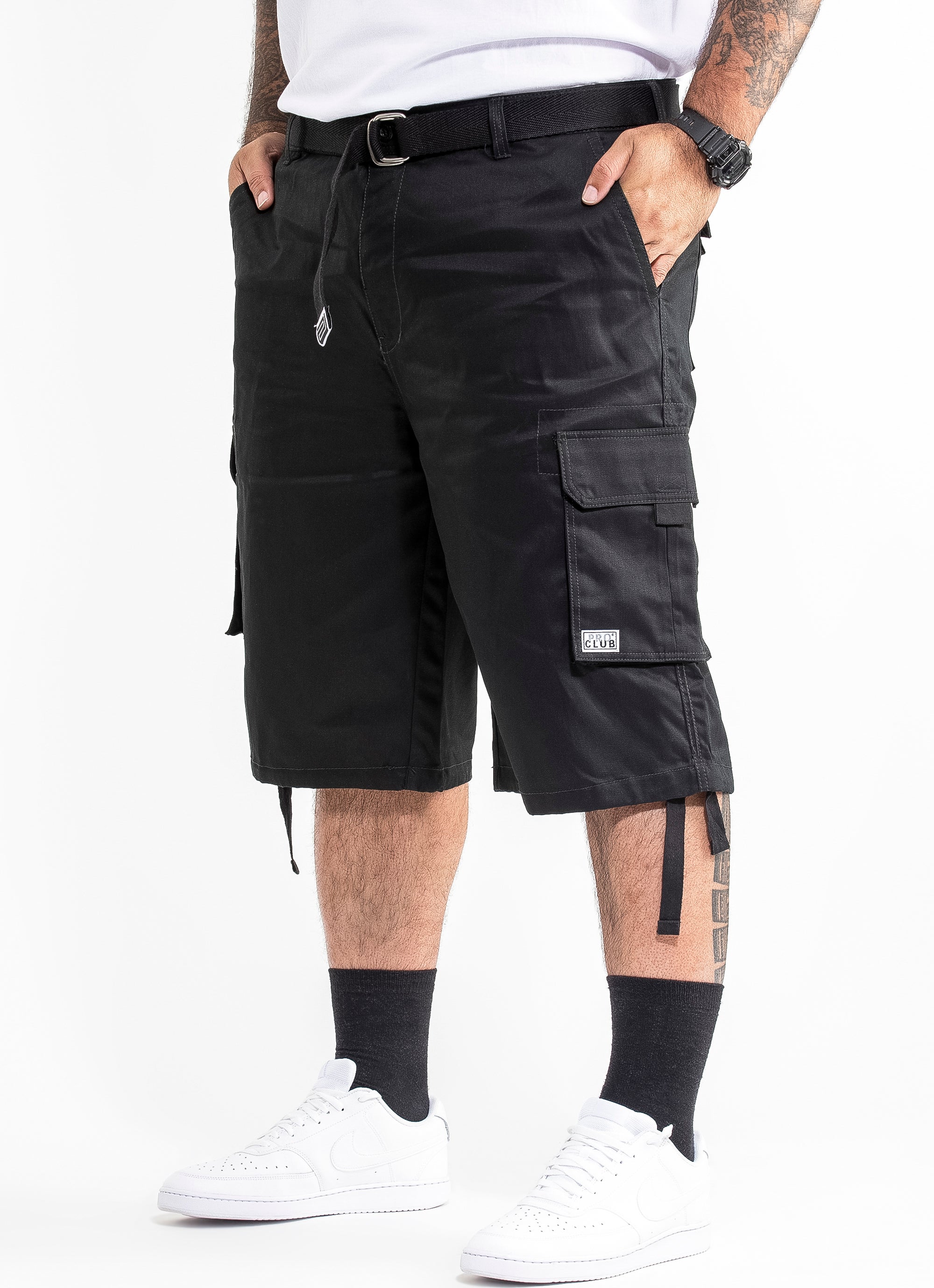 Proclub Twill Cargo Shorts - Big & Tall in Black