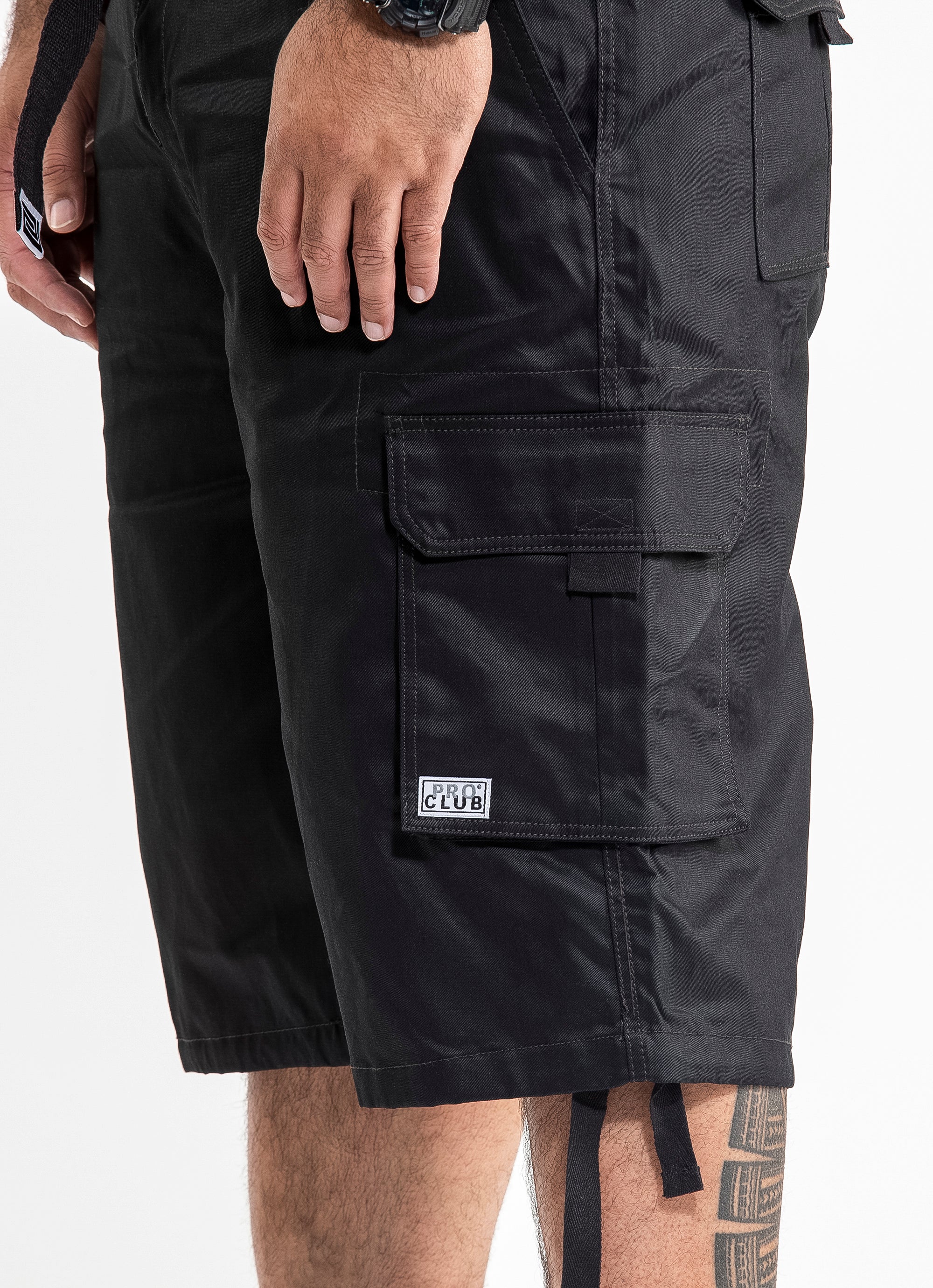 Proclub Twill Cargo Shorts - Big & Tall in Black