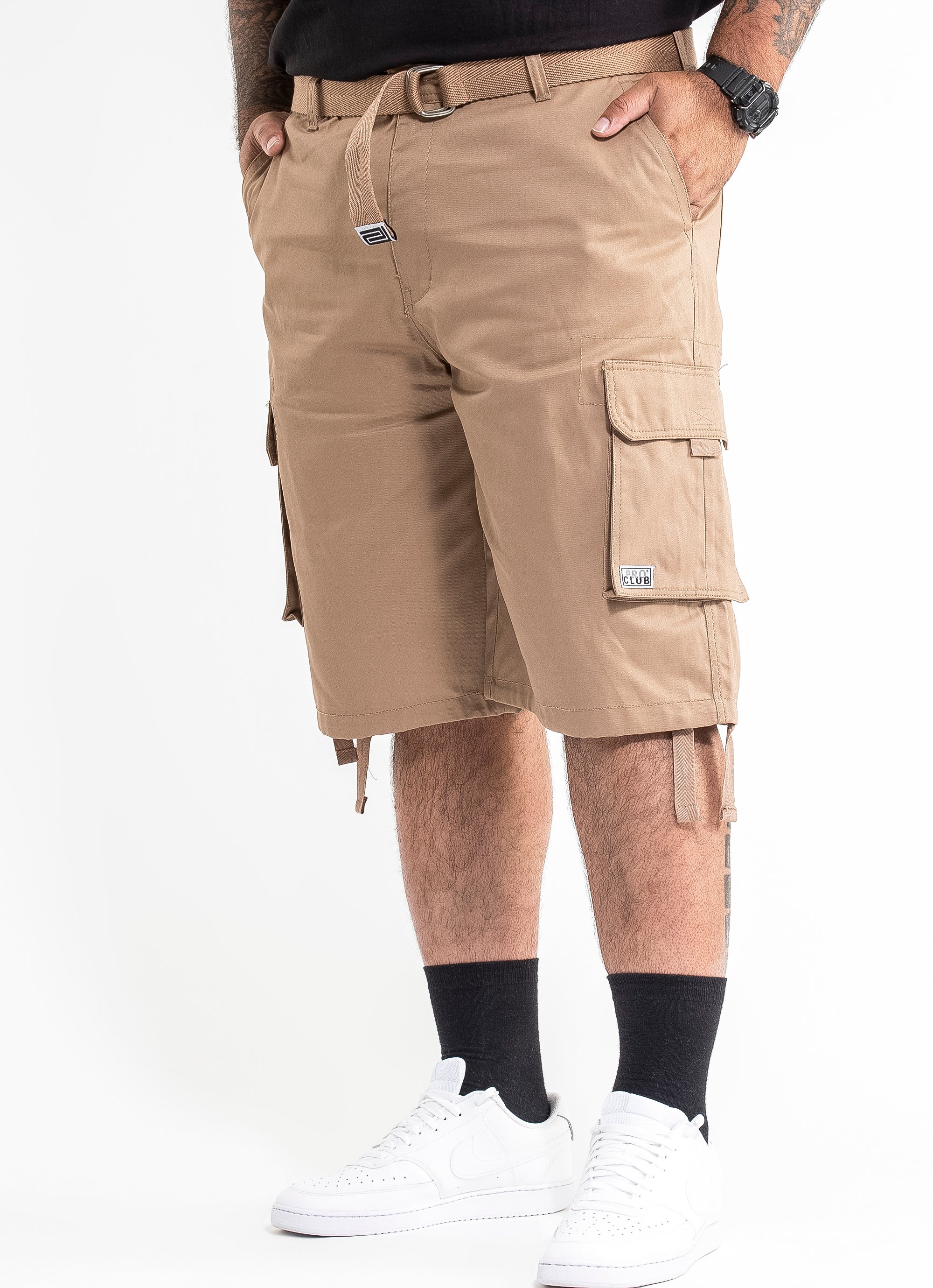 Proclub Twill Cargo Shorts - Big & Tall in Brown