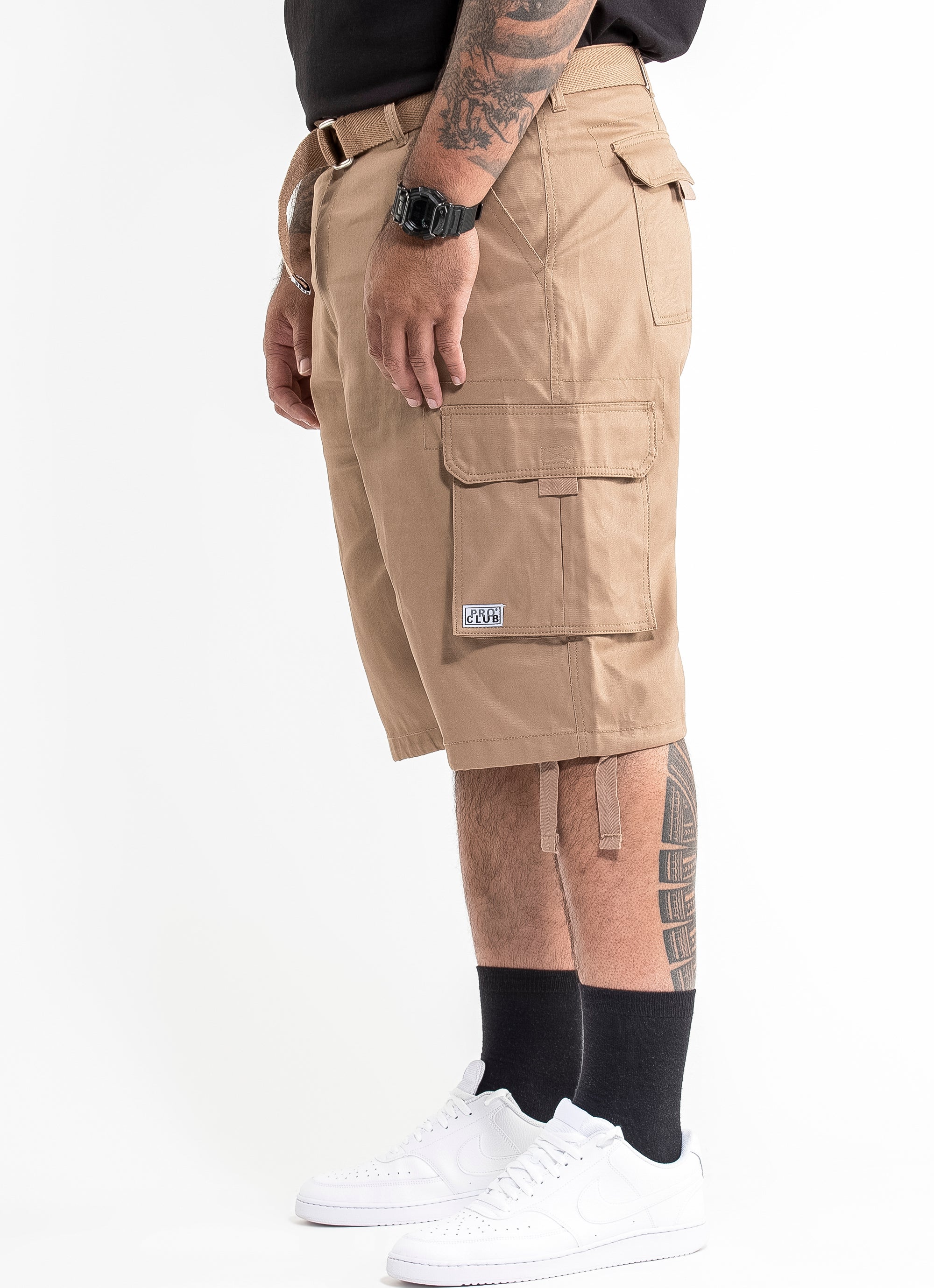 Proclub Twill Cargo Shorts - Big & Tall in Brown