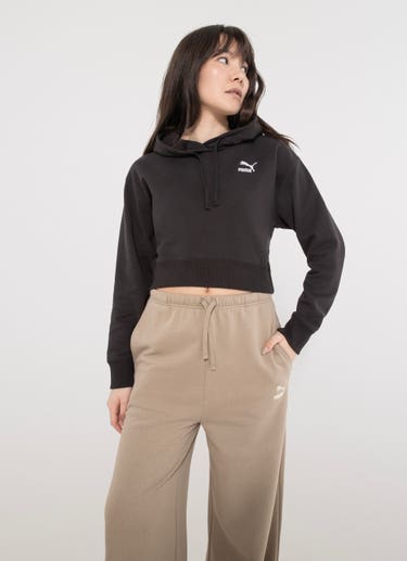 Puma Better Classics Cropped Hoodie - Womens in Black
