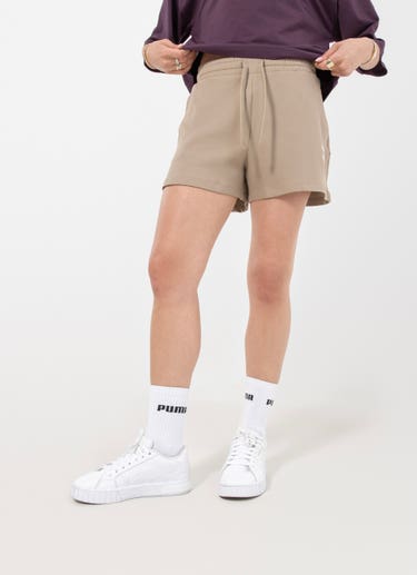 Puma Classics Ribbed A-line Shorts - Womens in Brown