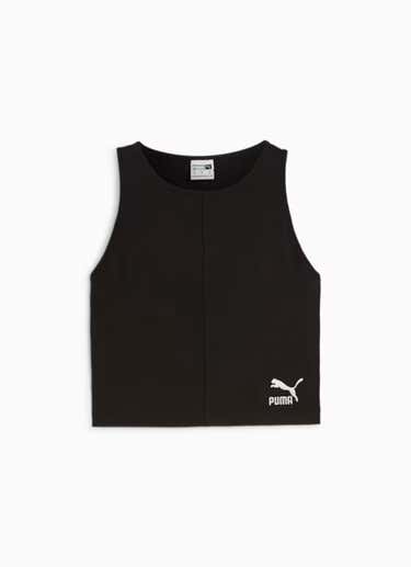Puma Classics Ribbed Crop Top Plus & Curve - Womens in Black