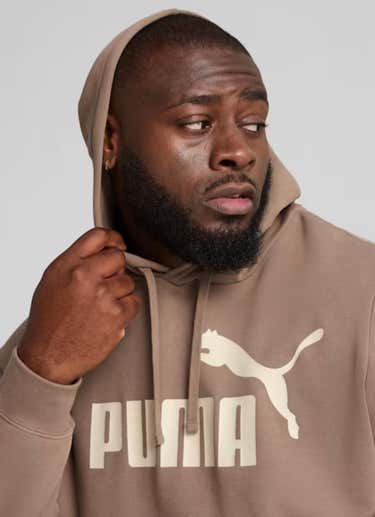 Puma Essential No.1 Logo Fleece Hoodie Big & Tall in Brown