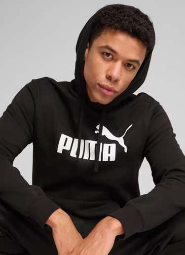 Puma Essential No.1 Logo Fleece Hoodie in Black