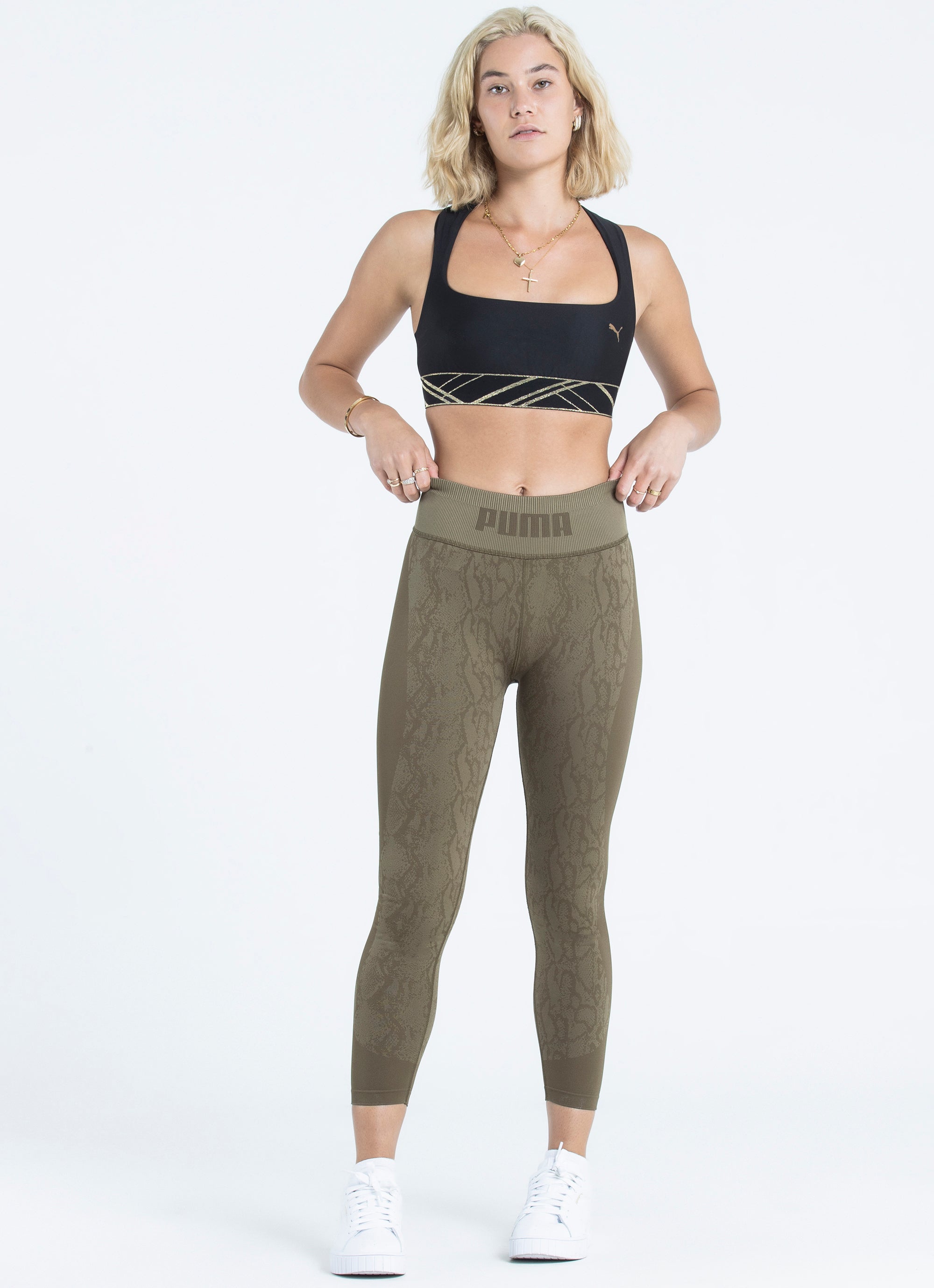 Puma Form Knit Seamless High Waist 7/8 Tight in Green | Red Rat