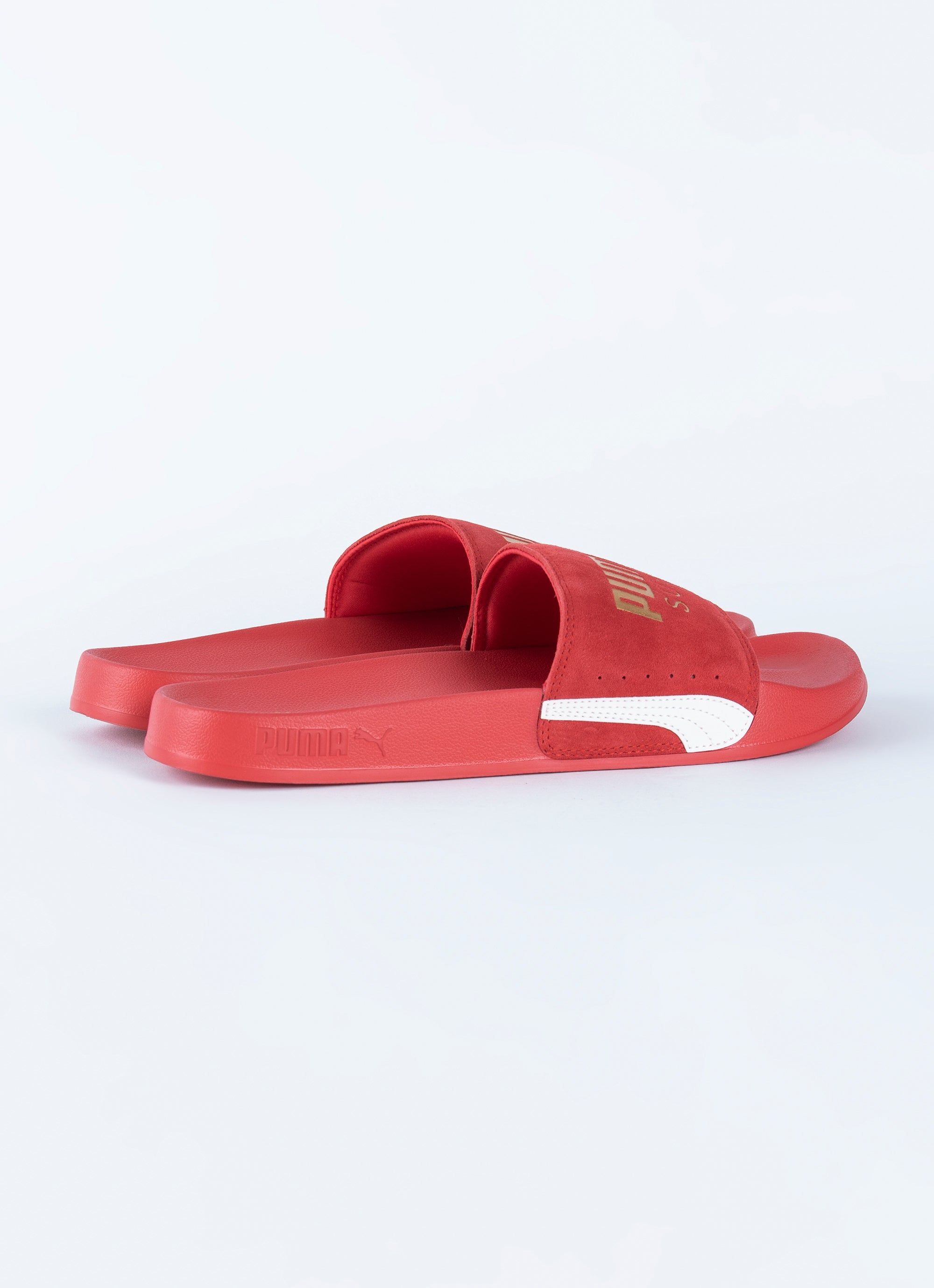 red puma suede slides