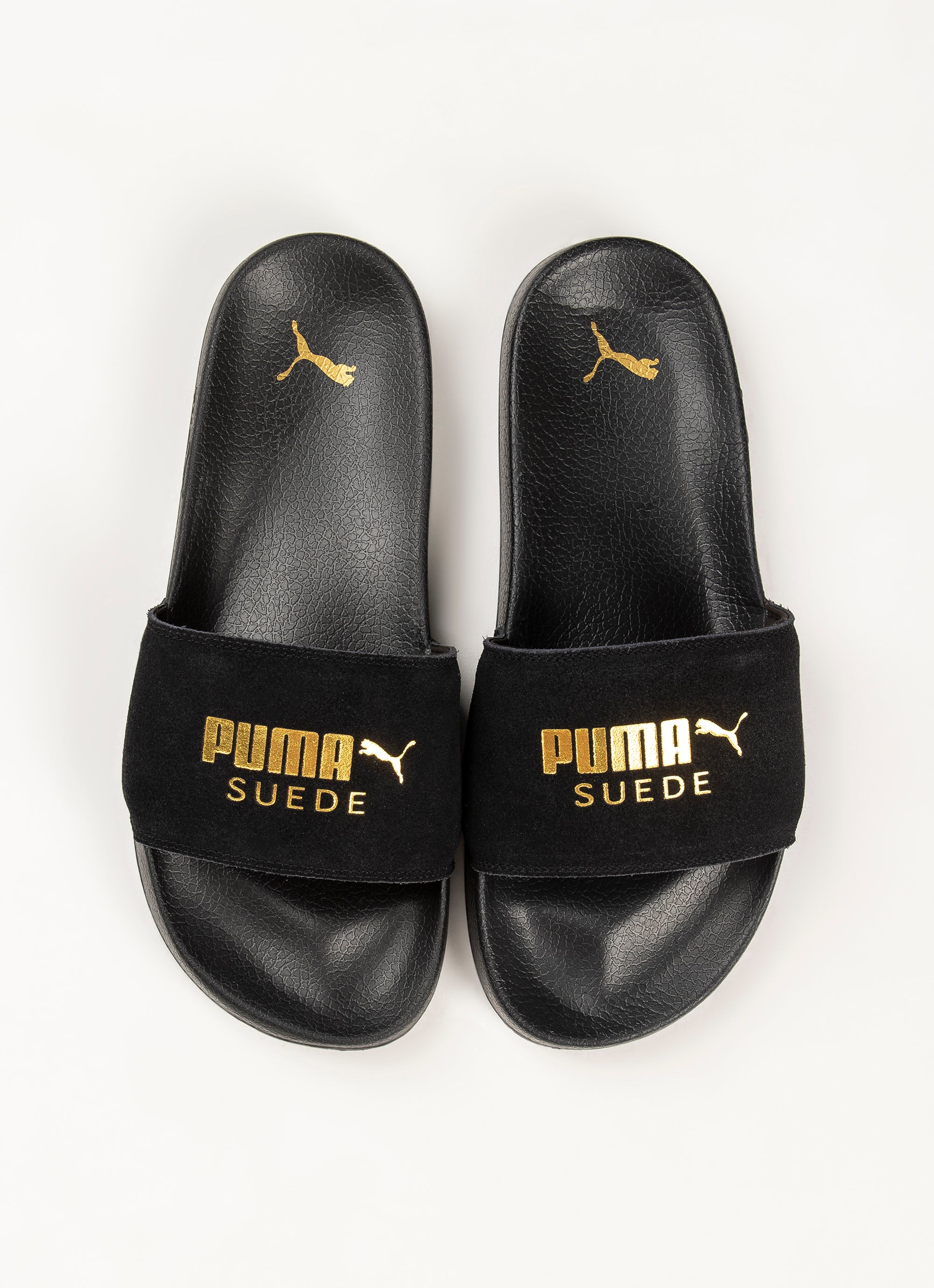 puma suede black slides