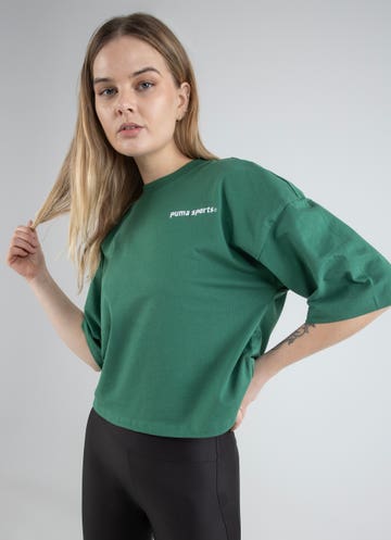 Puma Team Graphic Tee - Womens in Green | Red Rat